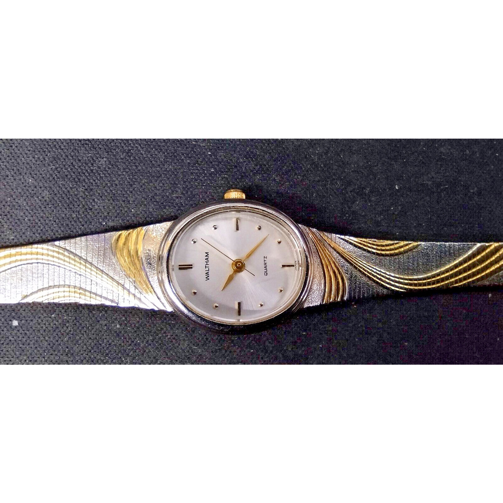 Waltham Ladies Watch W043-007 w Two Tone Deco Design - New Battery - Time Tested
